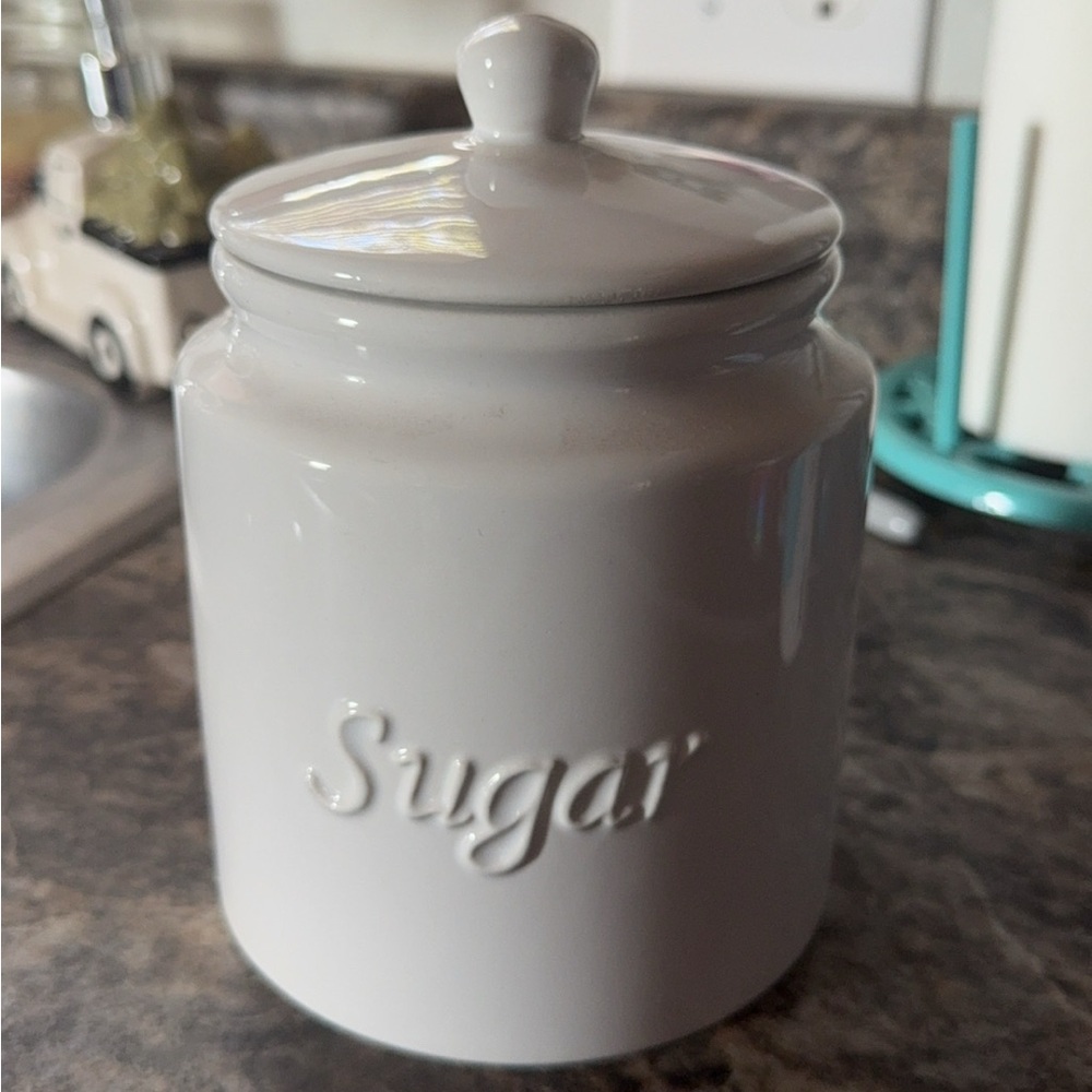 White Ceramic Sugar Jar